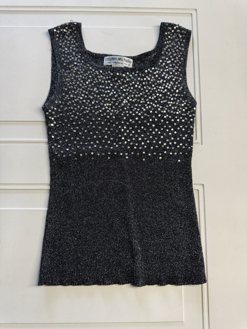 Lauren Michelle Womens Sz S Vintage Metallic Tank Top Shimmer Sequins Y2K